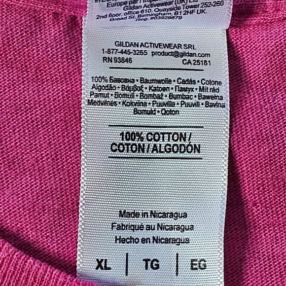 Razor Cut Sleeves Gildan Heavy Cotton Pink T-Shirt XL Upcycled OOAK Handmade - Picture 4 of 7